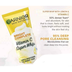 Garnier Bright Complete Vitamin C Super Whip Gentle Brightening 50% Denser Foam 100ml