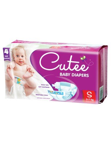 Cutee Baby Diapers 4pcs Pack - Small - ShopXonline