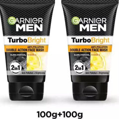 Garnier Men Turbo Bright Double Action Face Wash - 100g - ShopXonline