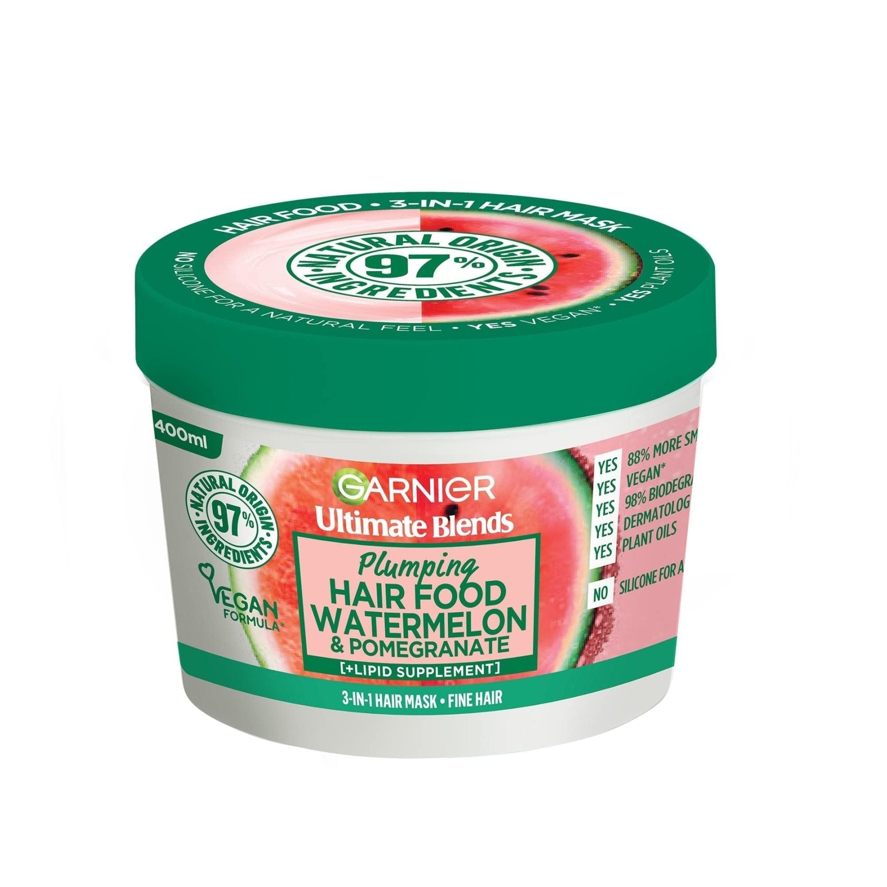 Garnier Ultimate Blends Plumping Watermelon Hair Food Multi - Use Mask 400ml - ShopXonline