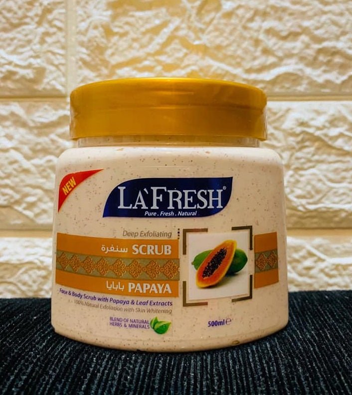 La Fresh Papaya Face & Body Scrub Skin Care With Leaf Extract - 500ml - ShopXonline