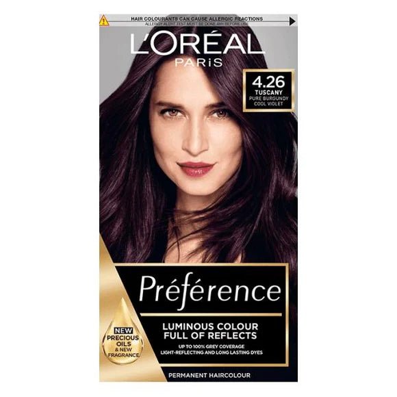 L'Oreal Preference Permanent Colour 4.26 Tuscany Pure Burgundy - ShopXonline
