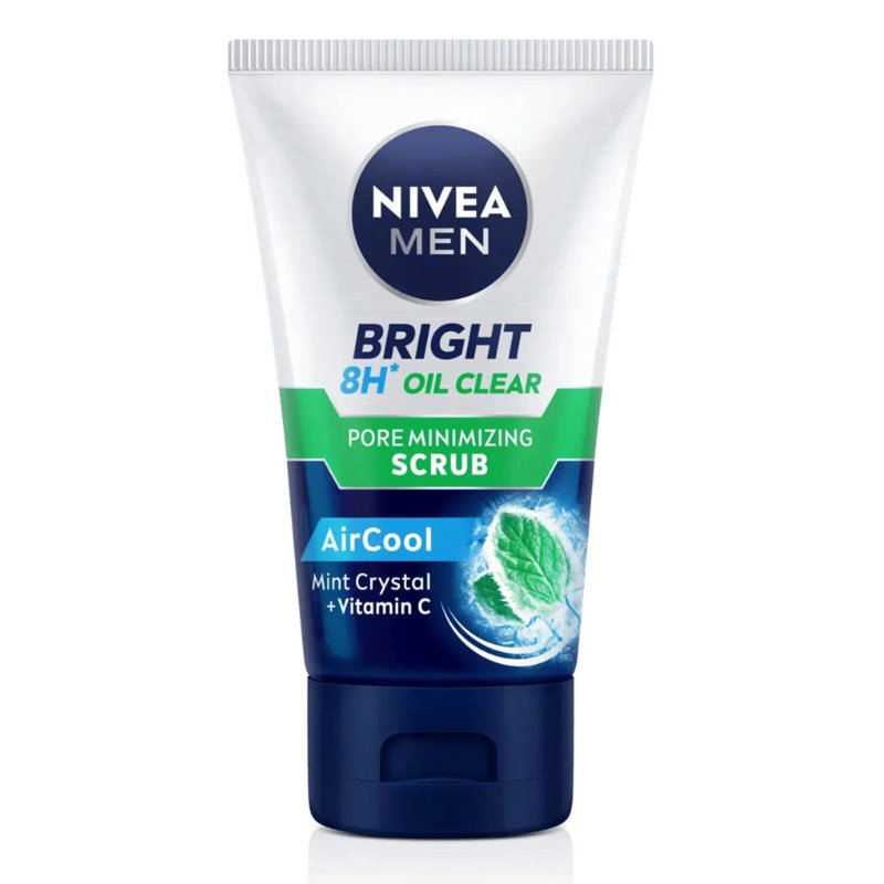 Nivea Men Bright 8H Oil Clear Pore Minimizing Scrub 100ml - ShopXonline