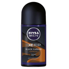 Nivea Men Deep Black Charcoal Espresso 72h Deodorant Roll On - 50ml - ShopXonline