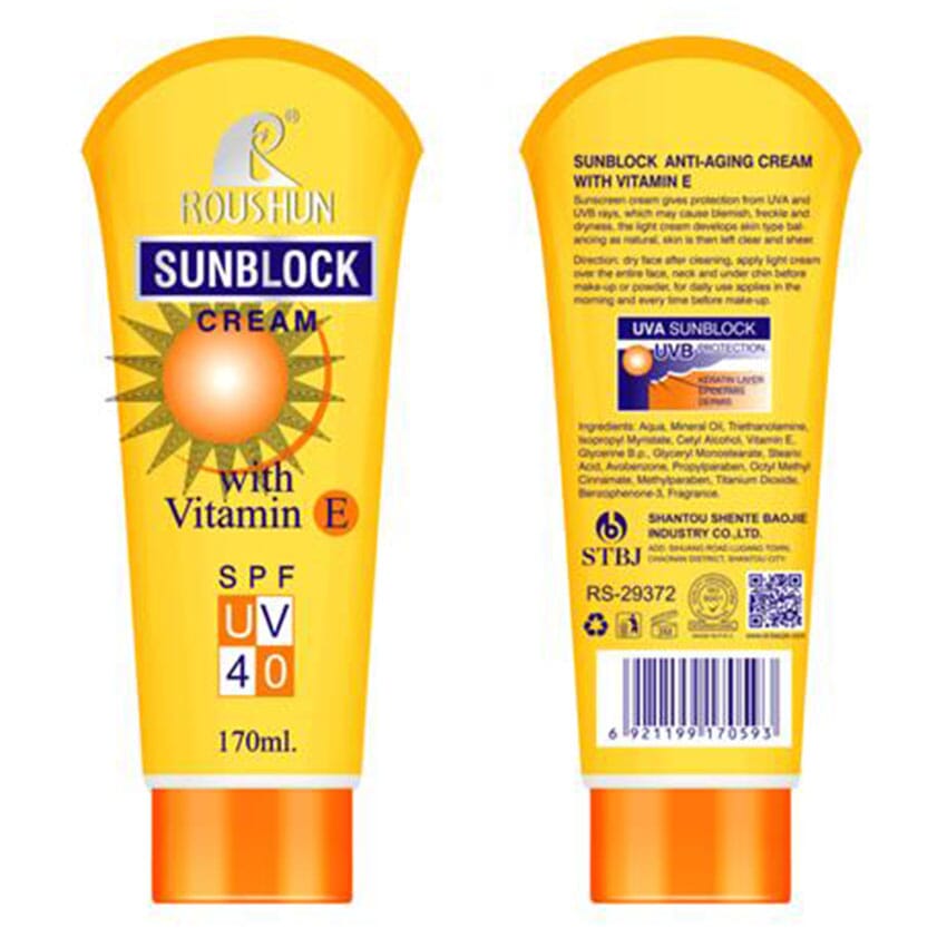 Roushun Sunblock Cream SPF 40 - 180ml - ShopXonline