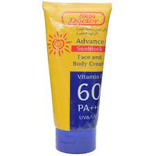 Skin Doctor Face And Body Advance Sunblock Cream 60 PA +++ with Vitamin E - 150ml - ShopXonline