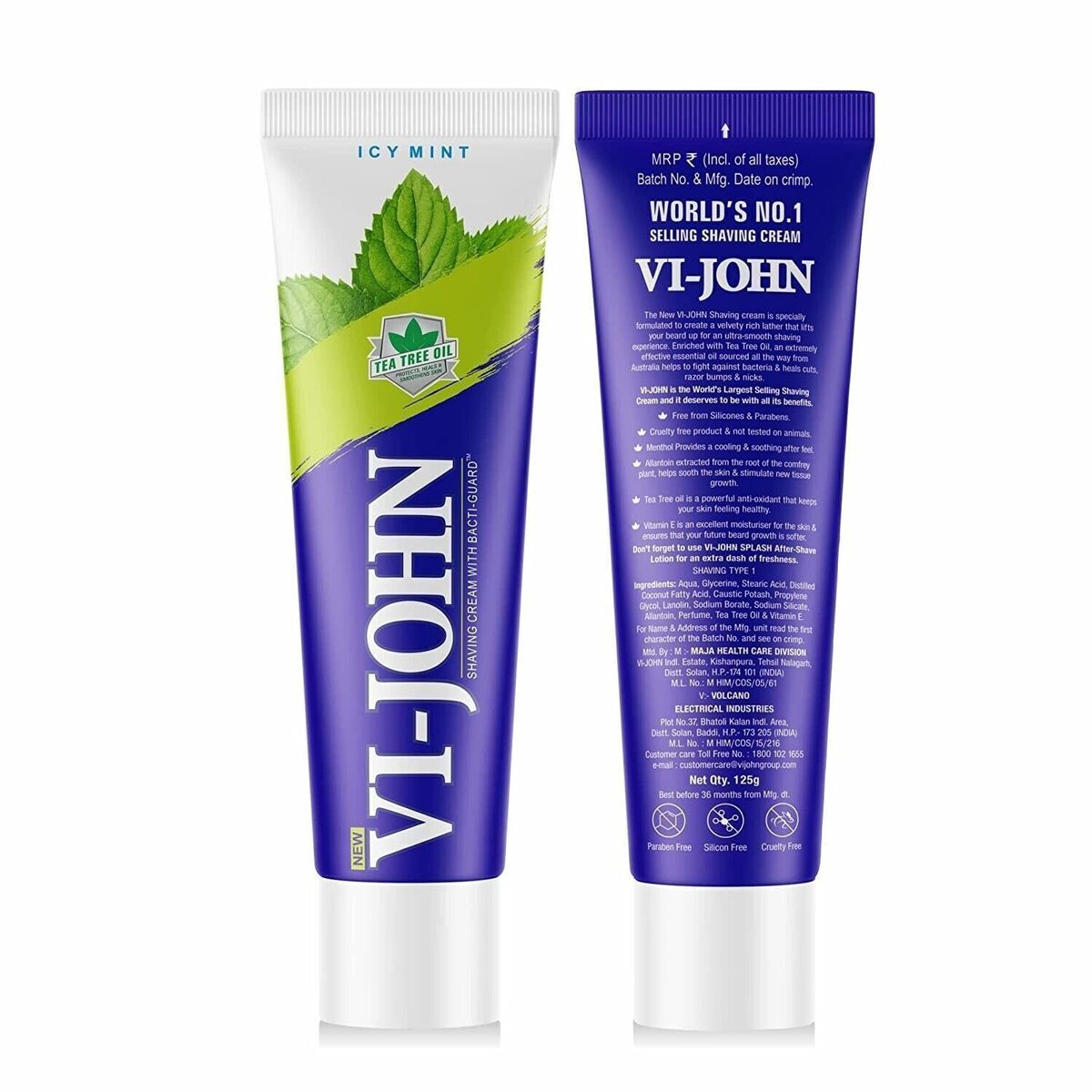 Vi - John Mint Shaving Cream For Men | Enriched With Tea Tree Essential Oil - 125gm - ShopXonline