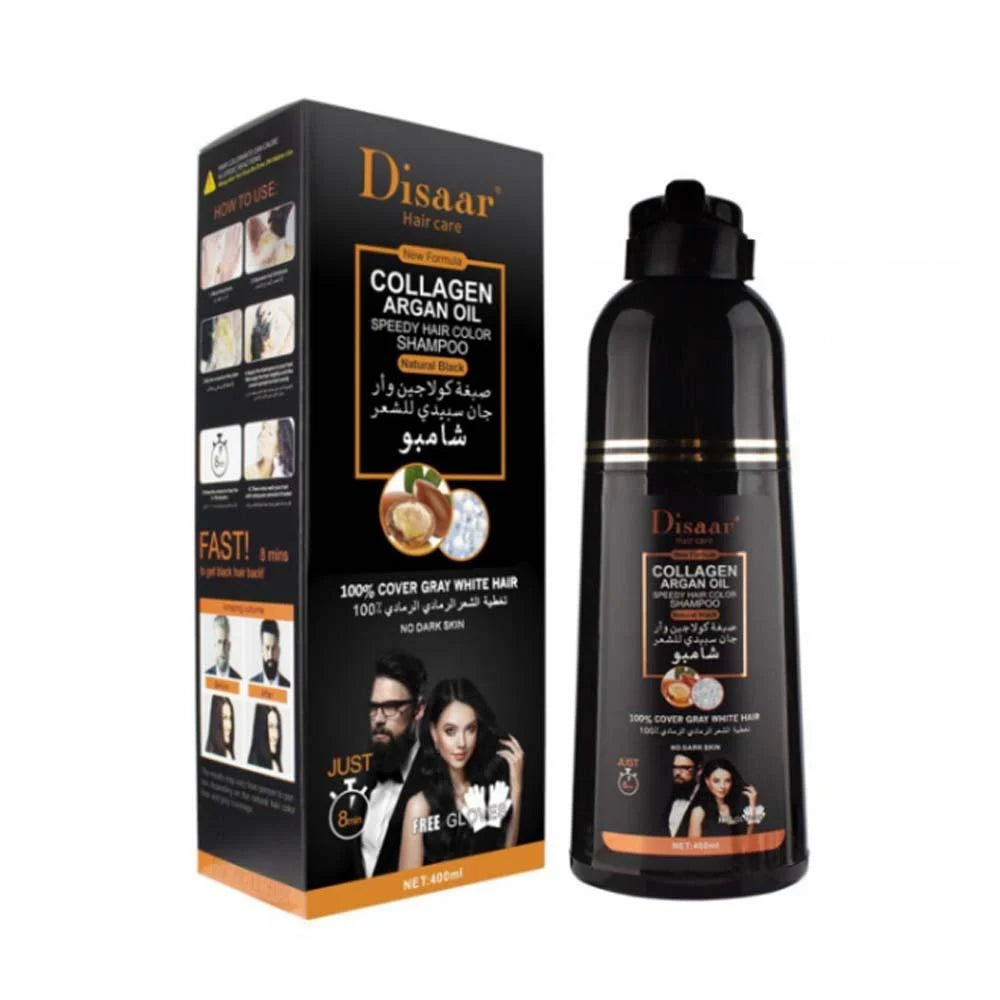 Disaar Shampoo Collagen & Argan Oil for Natural Black Hair Dye 400 ml