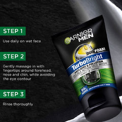 Garnier Men Turbo Bright Super Duo Foam Face Wash 100ml