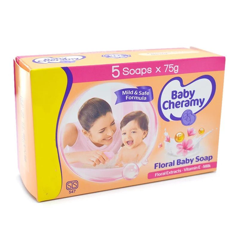 Baby Cheramy Regular Soap Pack Floral Extracts, Vitamin E & Milk - 5 x 70g - ShopXonline