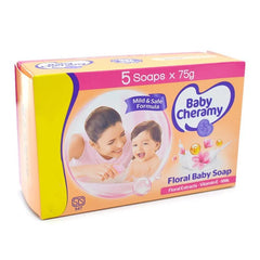 Baby Cheramy Regular Soap Pack Floral Extracts, Vitamin E & Milk - 5 x 70g - ShopXonline