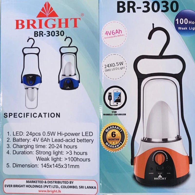 Bright Rechargeable Lantern - BR - 3030 - ShopXonline