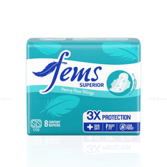 Fems Heavy Flow Wings Sanitary Pads 8 PCS