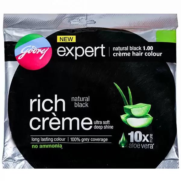 Godrej Expert Rich Creme Hair Color Natural Black No Ammonia - 20g - ShopXonline