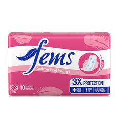 Fems Cotton Feel Wings 16 Sanitary Napkin