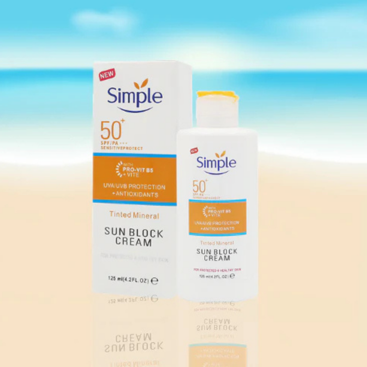 Simple SPF 50+ Tinted Mineral Sun Block Cream 125ml