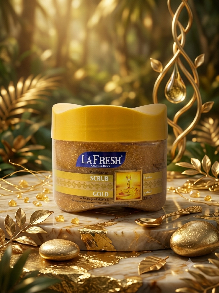 LaFresh Gold Scrub 300ml body scrub for smooth glowing skin available in Sri Lanka at ShopXonline