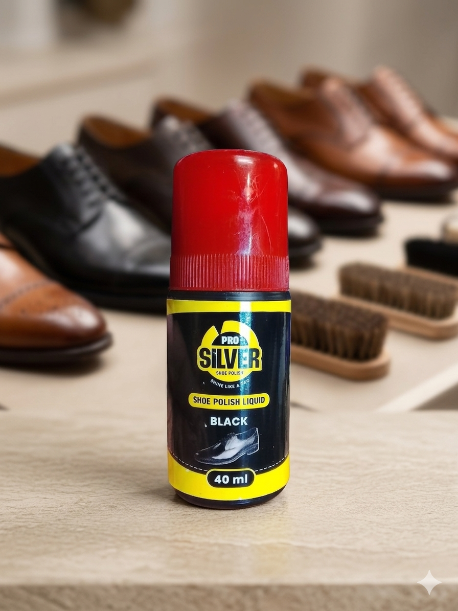 Pro Silver Shoe Polish Liquid -Black - 40ml
