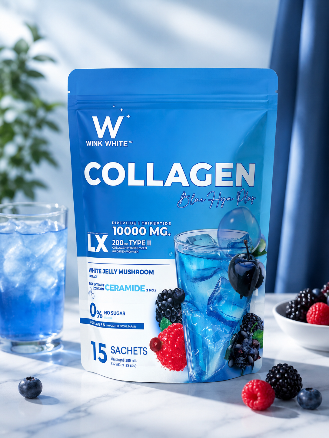 Wink White Blue Hya Plus Collagen 15 Sachets