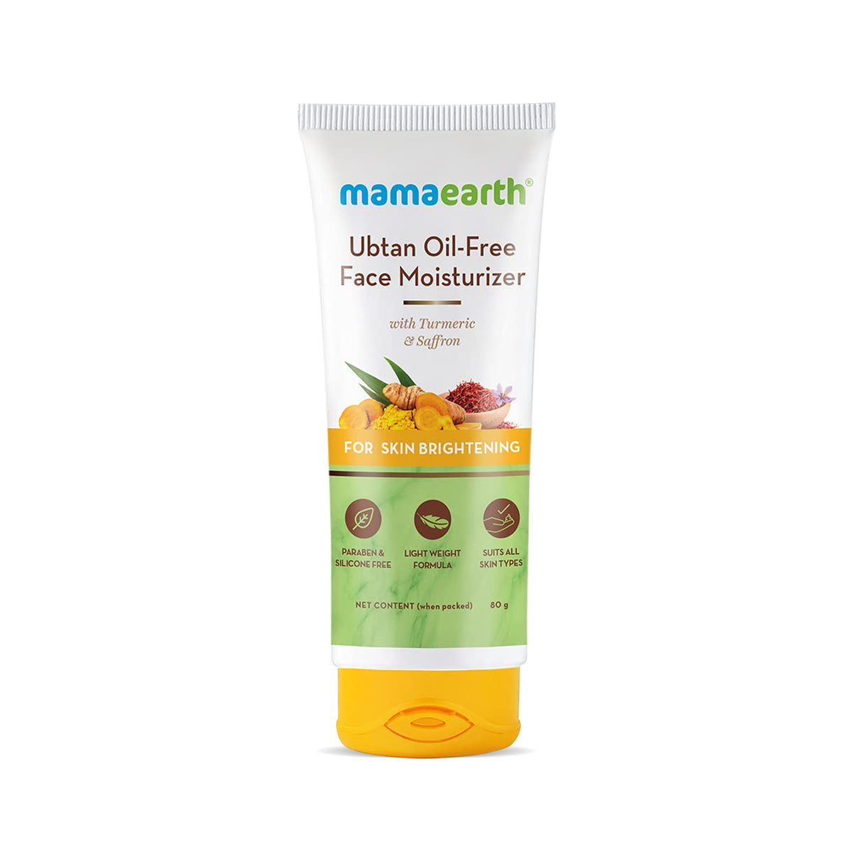 Mamaearth Ubtan Oil-Free Face Moisturizer with Turmeric & Saffron for Skin Brightening – 80 ml