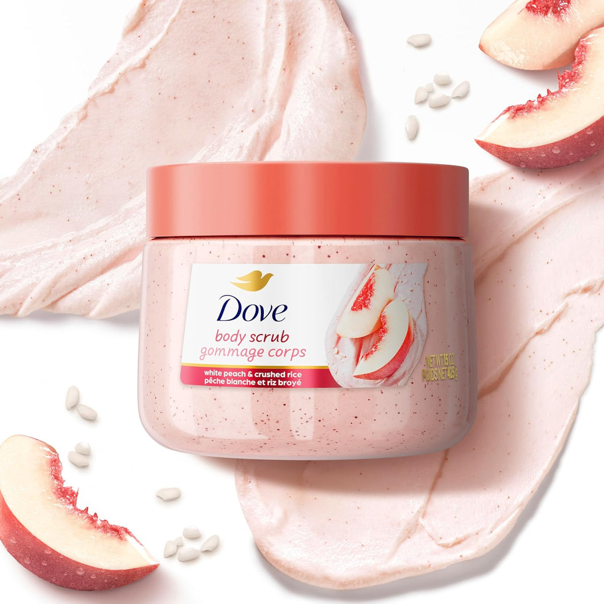 Dove Body Scrub Peach & Crushed Rice 15oz