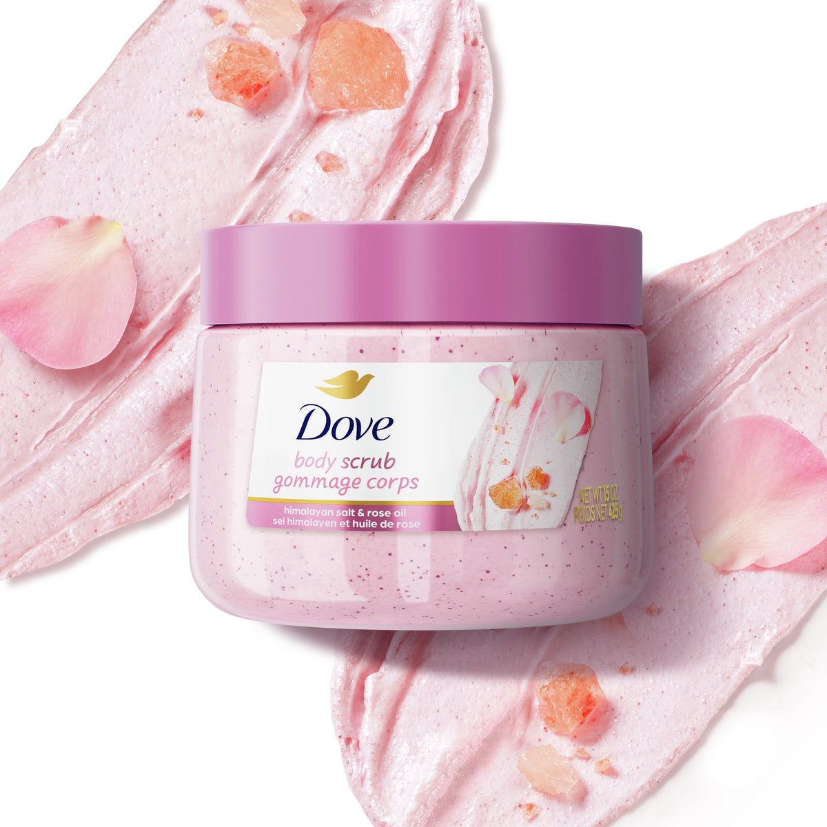 Dove Body Scrub Himalayan Salt & Rose Oil 15oz