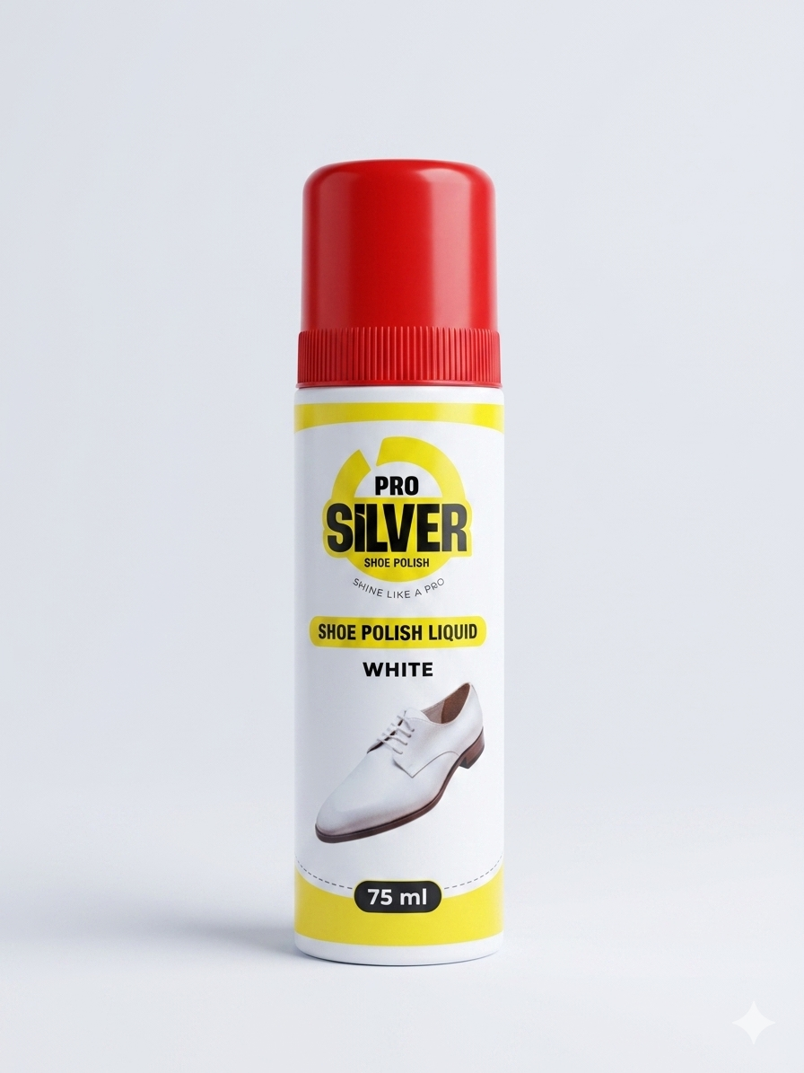 Pro Silver Shoe Polish Liquid White 75ml