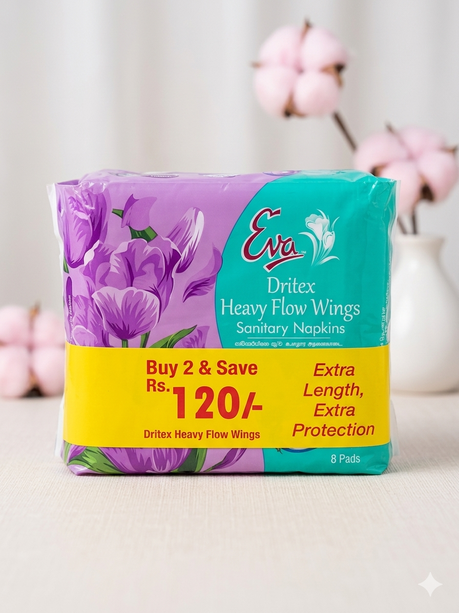 Eva Dritex Heavy Flow Wings Sanitary Napkins - Buy 2 Save