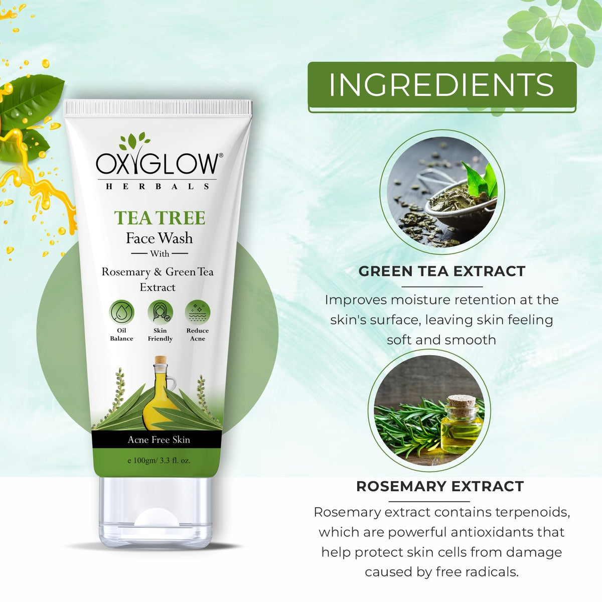 Oxyglow Tea Tree Face Wash 100g