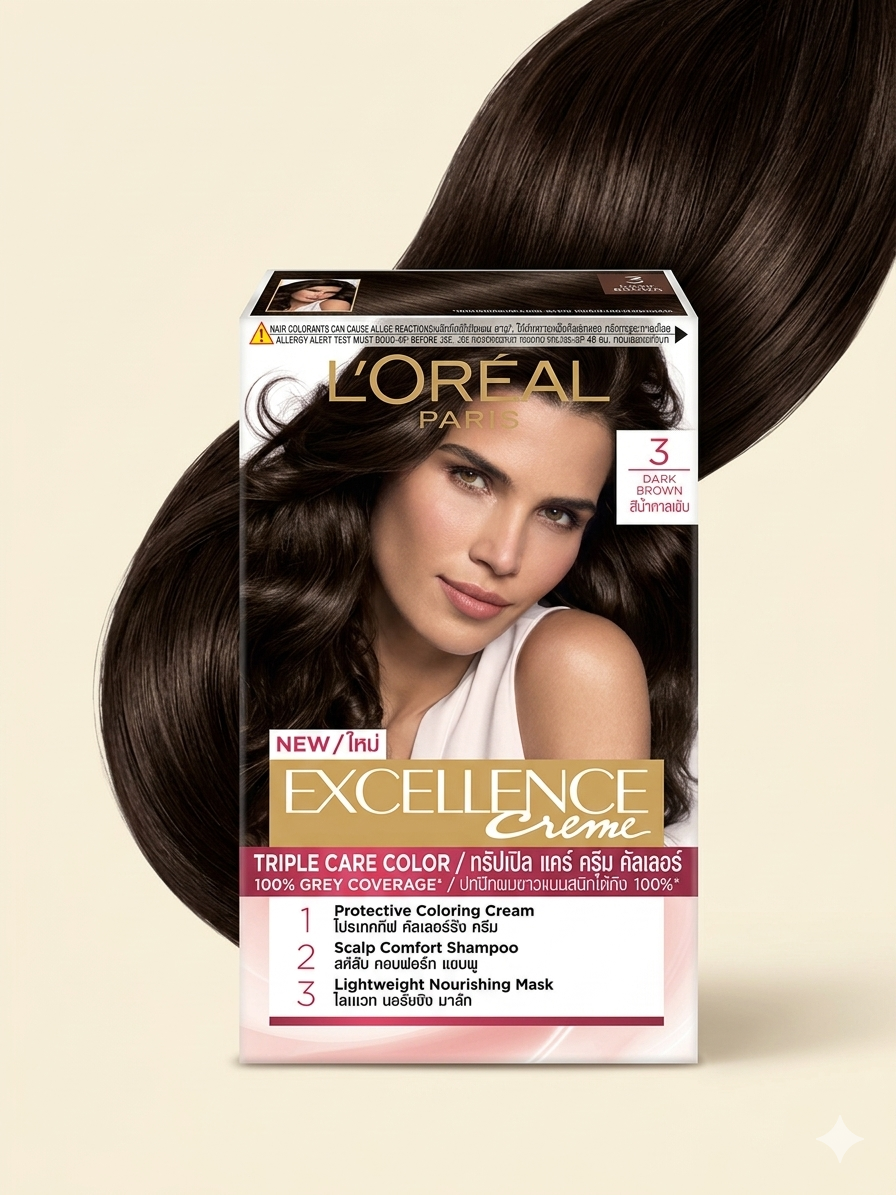Loreal Excellence Creme 3 ( Dark Brown ) Hair Color