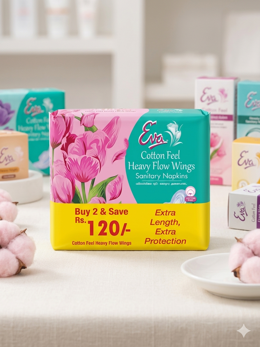Eva Cotton Feel Heavy Flow Wings Sanitary Napkins ( Buy 2 and save)