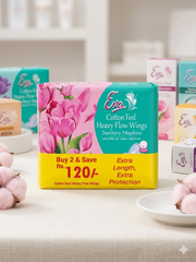 Eva Cotton Feel Heavy Flow Wings Sanitary Napkins ( Buy 2 and save)
