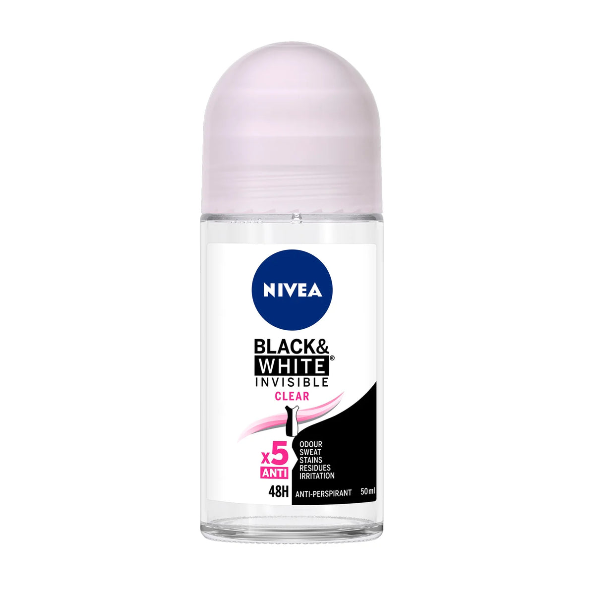 Nivea Black And White Invisible Clear 5 in 1 Deodorant Roll On 25ml