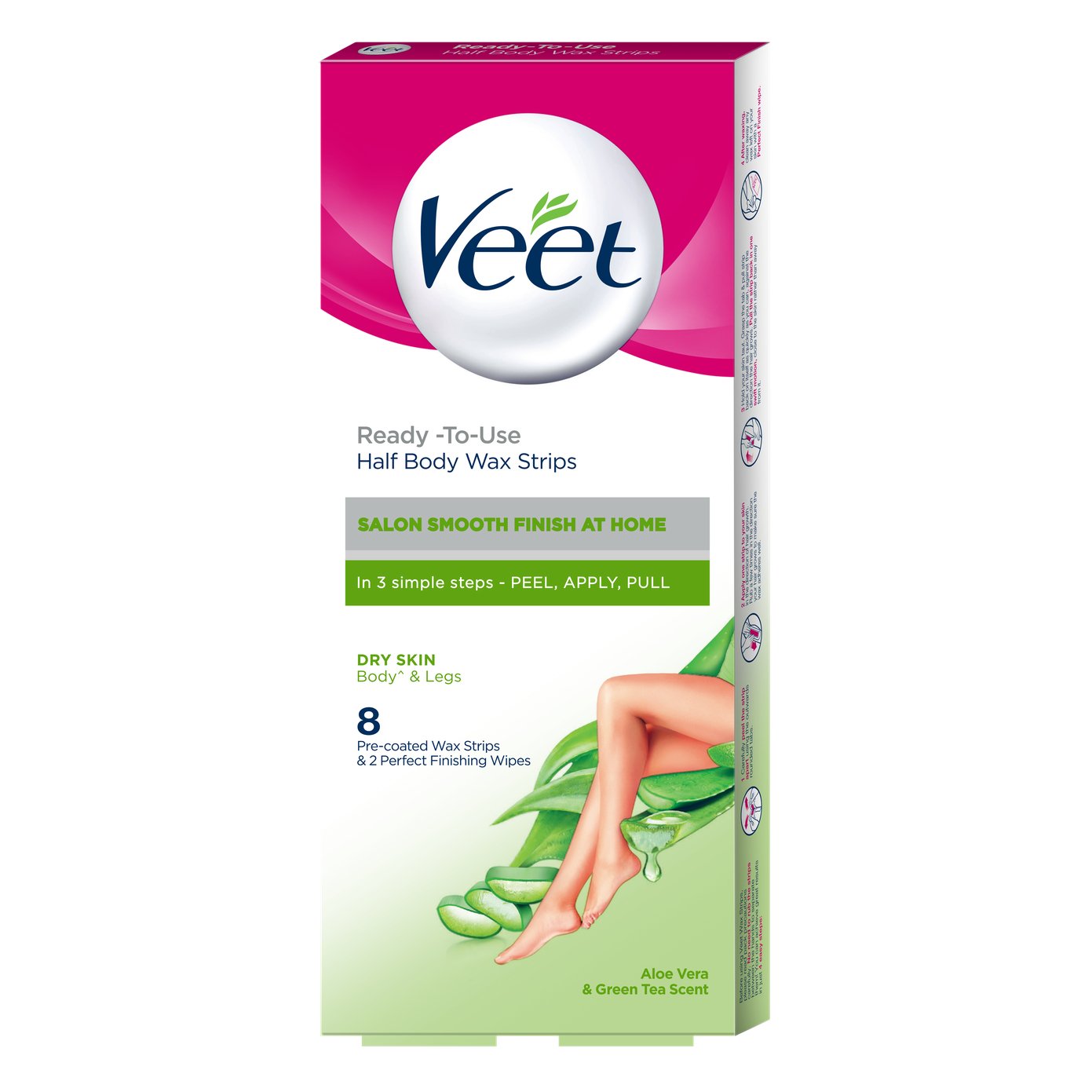 Veet Easy - Gel Wax Strips Body & Legs for Dry Skin, Fragranced with Green Tea 20 Strips - ShopXonline