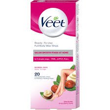 Veet Professional Wax Strips Normal Skin Body & Legs - Shea Butter & Acai Berries Scent - ShopXonline