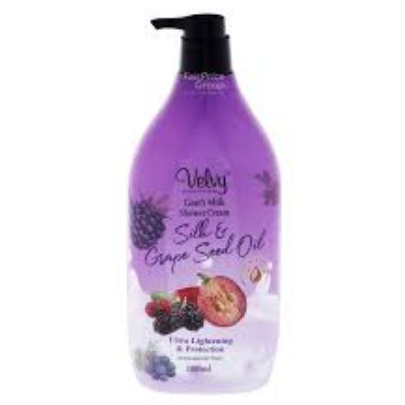 Velvy Silk & Grape Seed Oil Goat's Milk Shower Cream 1L - ShopXonline